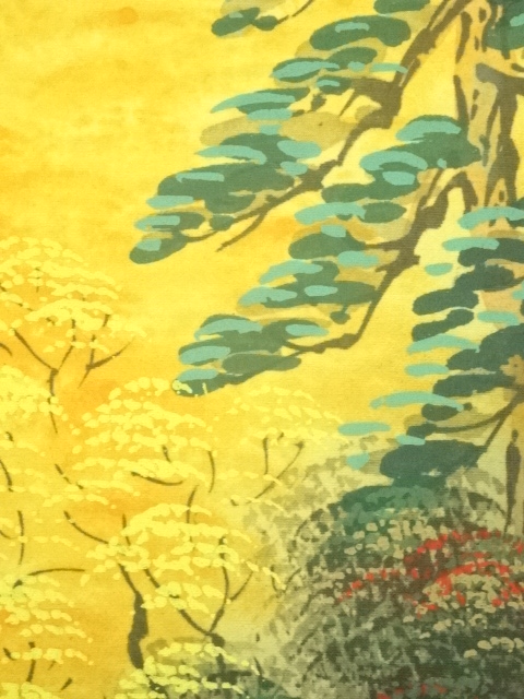 道具 ] - 道具 高井一鳳筆 彩色山水 肉筆絹本掛軸 | ネット